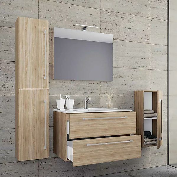 Waschplatz Badezimmer in Sonoma-Eiche melaminbeschichtet (vierteilig) günstig online kaufen
