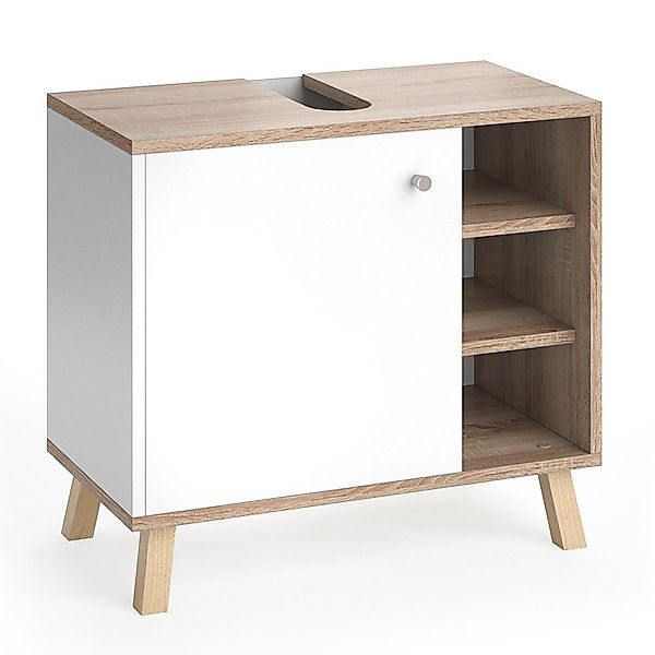 Vicco Waschbeckenunterschrank Senyo, Weiß/Sonoma, 60 x günstig online kaufen