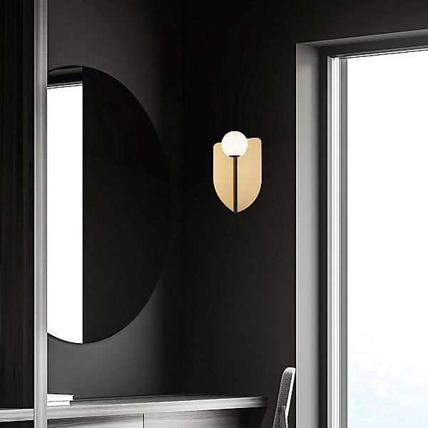 Wandlampe Fedora, Höhe 37 cm, goldfarben, Metall/Glas günstig online kaufen