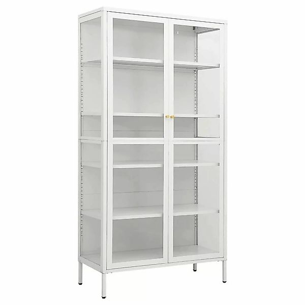 Vitrine Weiß 90x40x180 Cm Stahl Und Gehertetes Glas günstig online kaufen