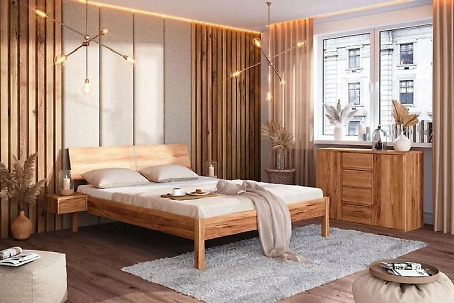 Natur24 Einzelbett Bett Bento 9 Sonderlänge 160x220 Kernbuche Holzkopfteil günstig online kaufen