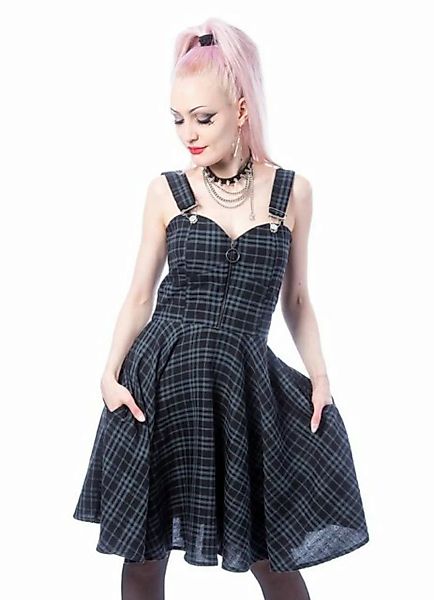 Heartless A-Linien-Kleid Zosia Dress Grau Kariert Cyber Punk Nu Goth Tartan günstig online kaufen