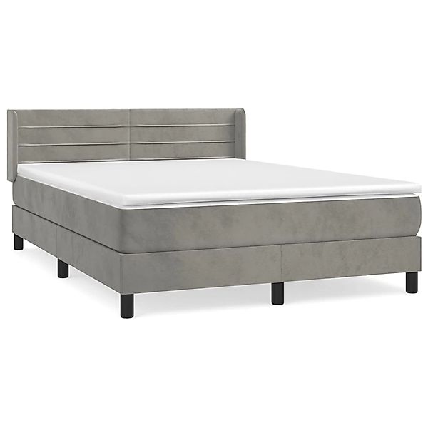 vidaXL Boxspringbett mit Matratze Hellgrau 140x200 cm Samt1393672 günstig online kaufen