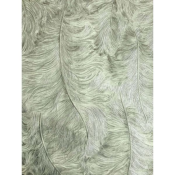 PROFHOME 822201 Exklusive Luxus Tapete mit Federn glänzend Weiß-Grün 0,53 m günstig online kaufen
