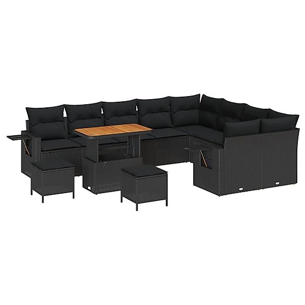 vidaXL Gartensofa-set mit Kissen 12-Tlg Schwarz Poly-Rattan 3363734 günstig online kaufen