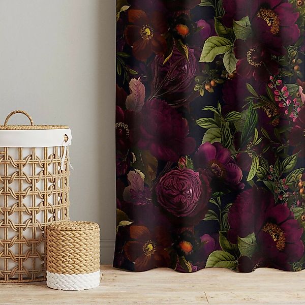 Vorhang Lila Blüten Dunkel günstig online kaufen