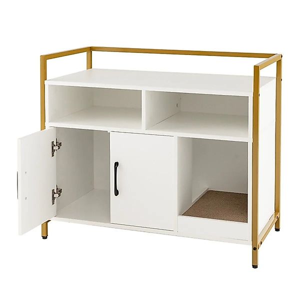 Costway Katzenhöhle Schrank Katzentoilette mit Doppeltüren Weiß günstig online kaufen