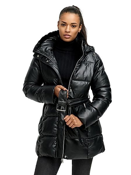 Tazzio Steppmantel F802 mit Kapuze, Lederoptik-Steppmantel mit Taillengürte günstig online kaufen