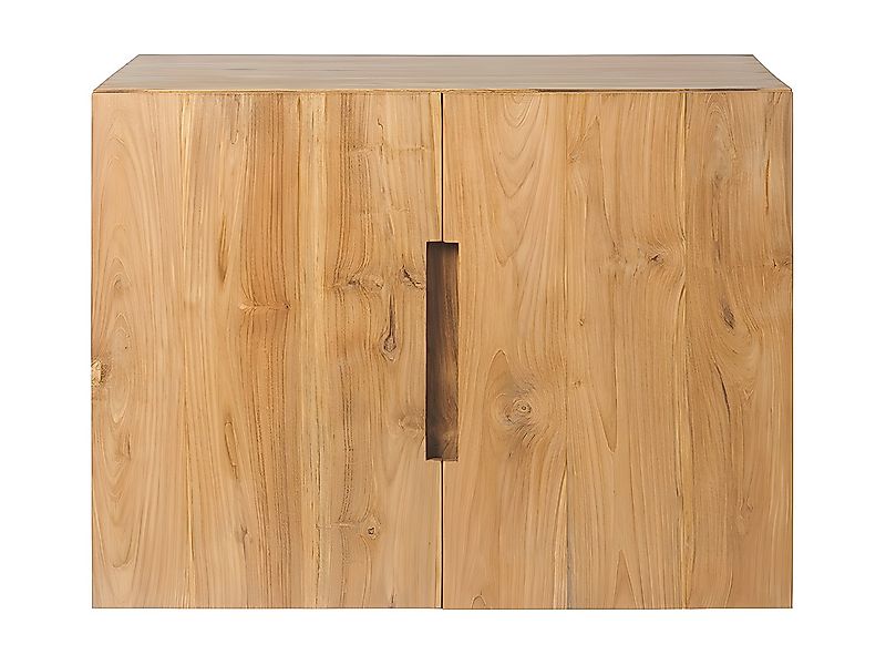 Waschbeckenunterschrank hängend - Helles Teakholz - 80 x 55 cm - SAWAN günstig online kaufen