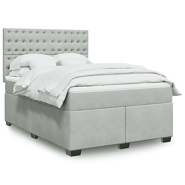 furnicato Bettgestell Boxspringbett mit Matratze Hellgrau 140x190 cm Samt günstig online kaufen