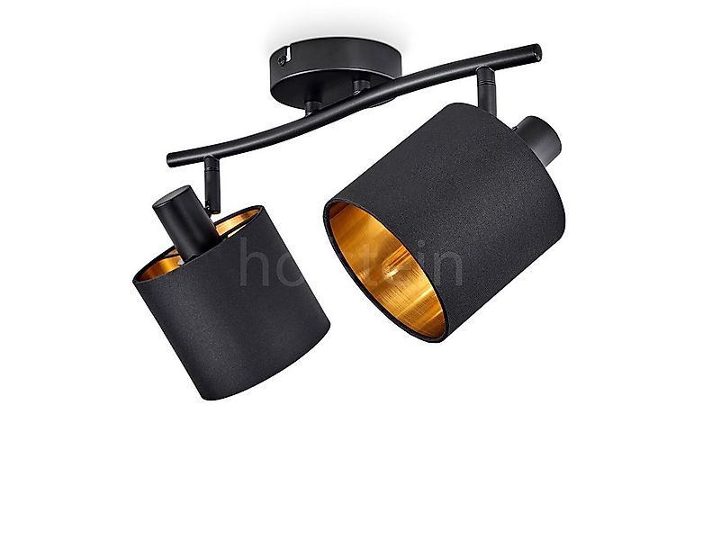 hofstein Deckenleuchte moderne Deckenlampe aus Metall/Stoff in Schwarz/Gold günstig online kaufen