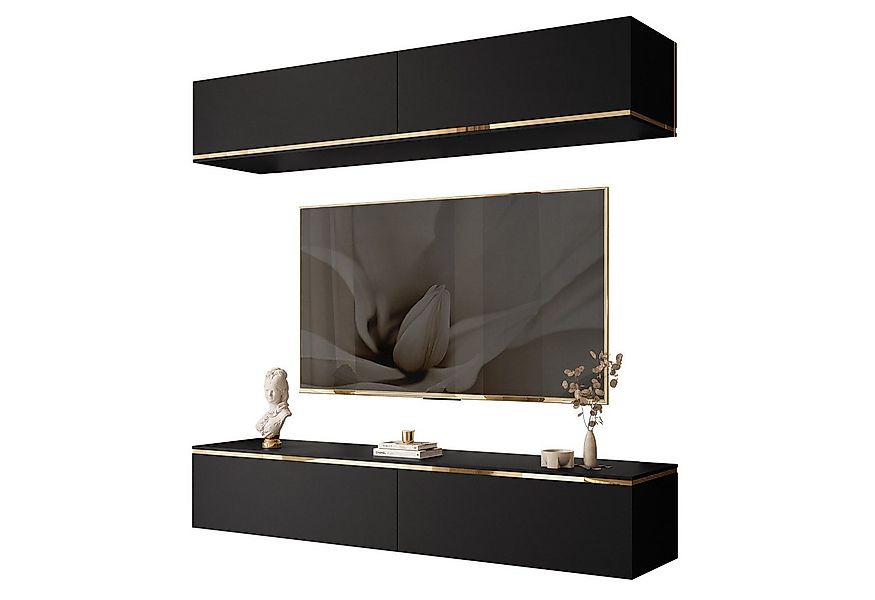 Lookway Wohnwand AURORA Schwarz Matt hängende günstig online kaufen