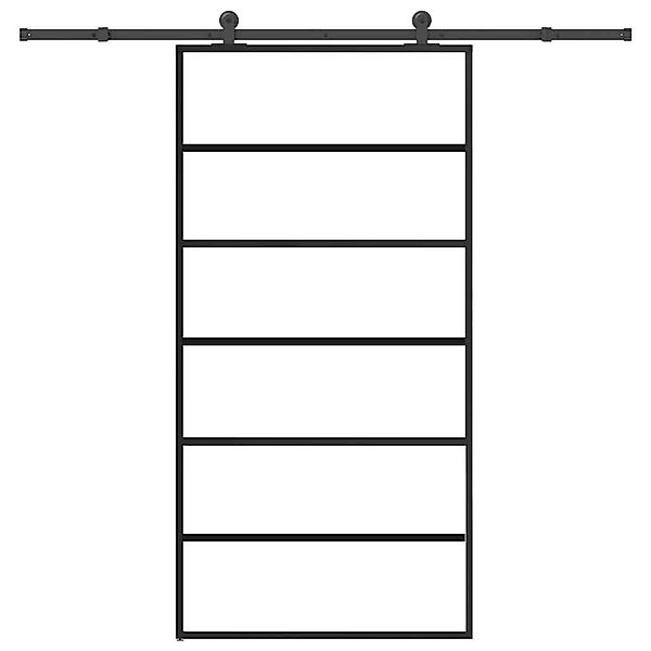 vidaXL Schiebetür mit Beschlag 102x205 cm ESG-Glas & Aluminium 3332832 günstig online kaufen