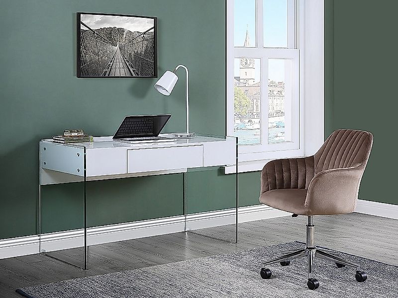 Bürostuhl höhenverstellbar - Samt - Beige - ELEANA günstig online kaufen