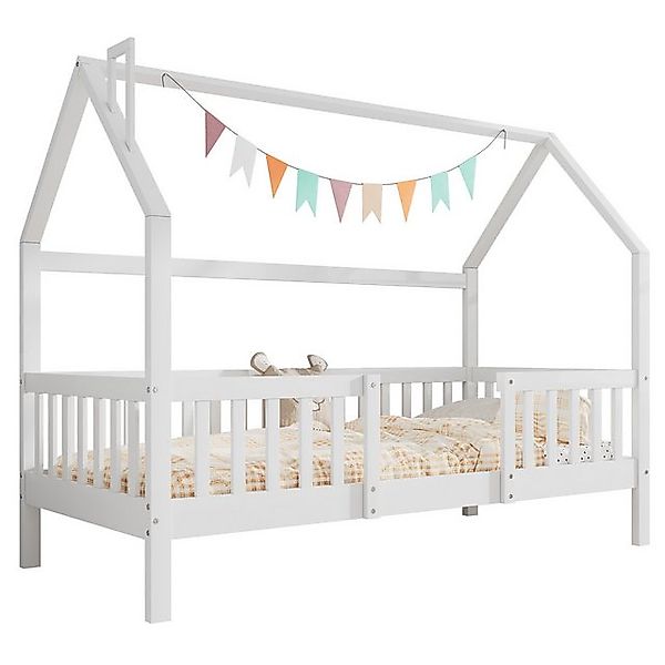 OKWISH Kinderbett Hochbett, Kiefer Hausbett mit Lattenrost 90x200cm günstig online kaufen