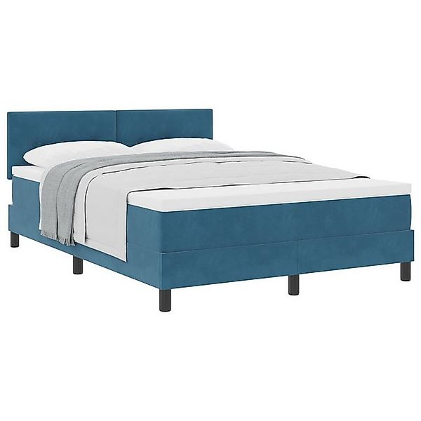 vidaXL Bett Boxspringbett mit Matratze Dunkelblau 140x200 cm Samt (1-tlg) günstig online kaufen
