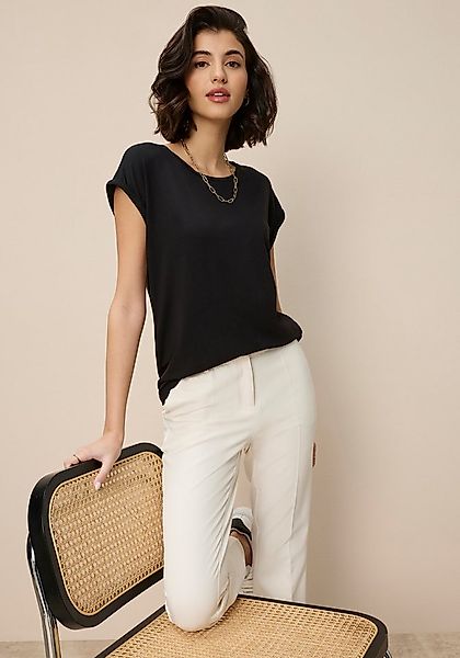 Tamaris T-Shirt Regular Fit, mit überlappenden Schultern, Kurzarm mit Aufsc günstig online kaufen