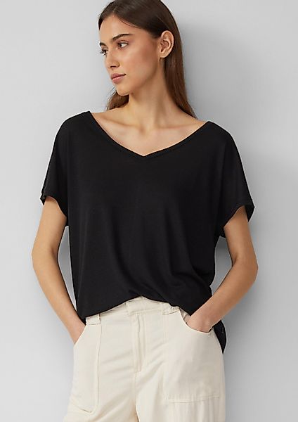 QS Kurzarmshirt T-Shirt Locker geschnittenes T-Shirt günstig online kaufen