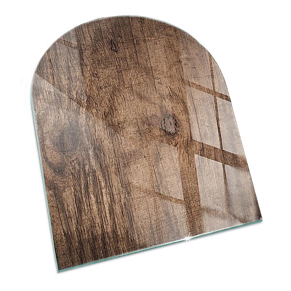 Tulup Glasplatte für Kamin Natürliches Holzmuster Glas unter Kamin Halbkrei günstig online kaufen