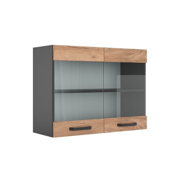 Vicco Glashängeschrank R-Line, Goldkraft Eiche/Anthrazit, 80 günstig online kaufen