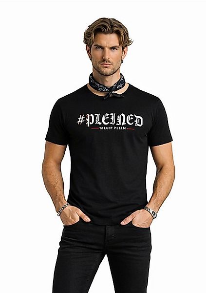 PHILIPP PLEIN T-Shirt Gold Cut T-Shirt PLEINED Gothic Logo Shirt Streetwear günstig online kaufen