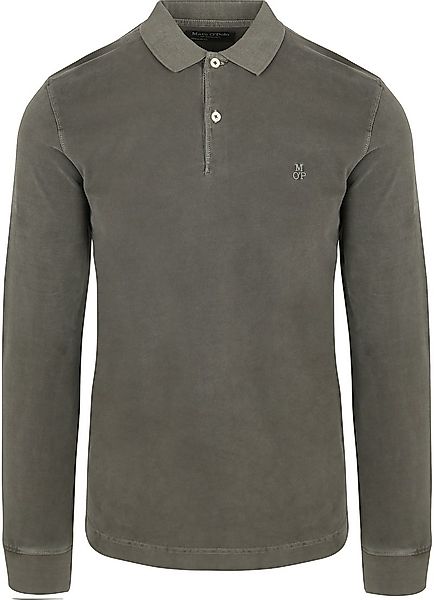 Marc O'Polo Longsleeve Poloshirt Olivgrün - Größe L günstig online kaufen