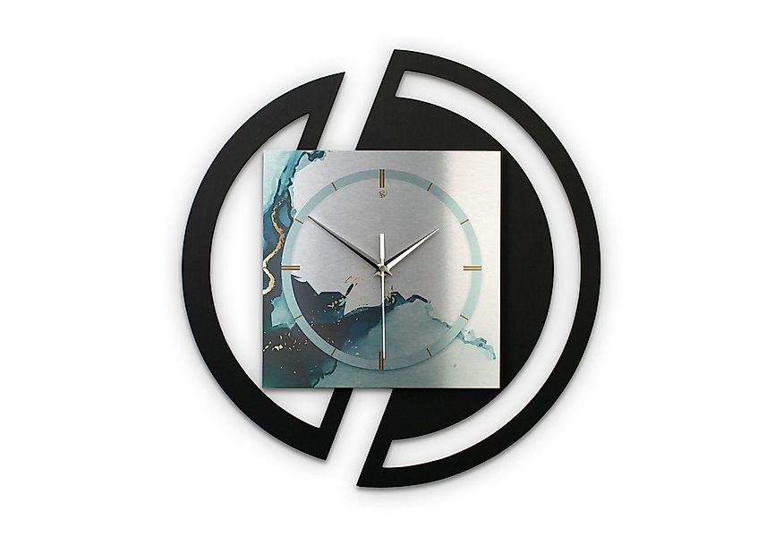 Kreative Feder Wanduhr Runde 3D Designer-Wanduhr „Turquoise“ in modernem Me günstig online kaufen