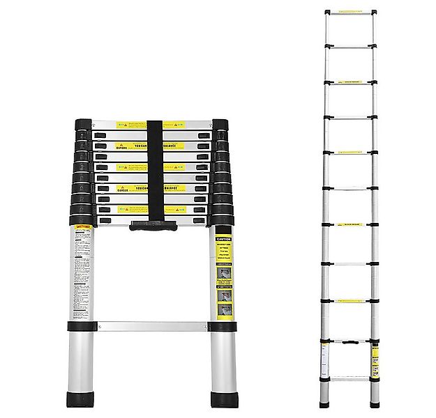 Clanmacy Teleskopleiter Teleskopleiter Stehleiter Mehrzweckleiter Alu 3,2m günstig online kaufen