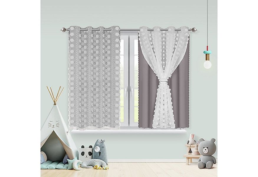 BTTO V&G Schiebegardine Kinderzimmer Vorhänge mit Ösen Baby Gardinen Doppel günstig online kaufen