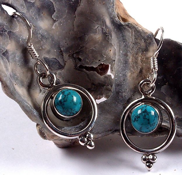 Guru-Shop Paar Ohrhänger Indische Boho Silberohrringe - Türkis günstig online kaufen