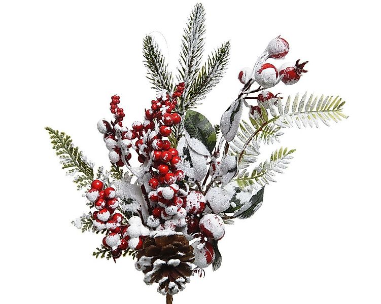Kunstzweig, Kaemingk, Tannenzweige künstlich 30cm mit roten Beeren und Schn günstig online kaufen