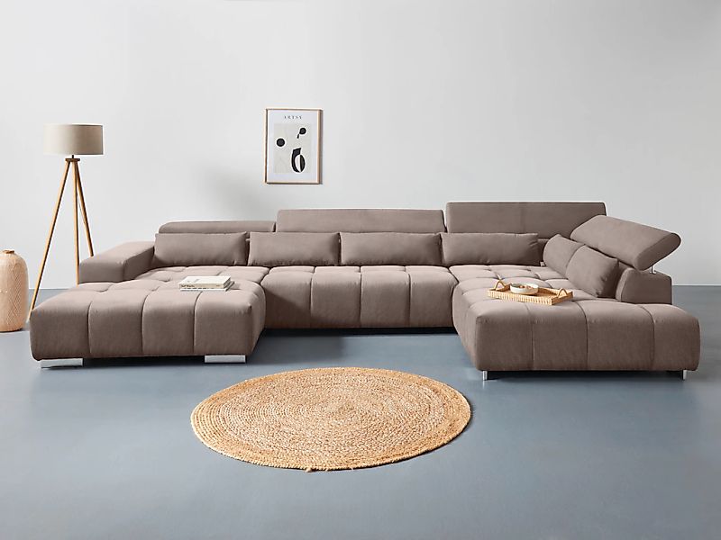 COTTA Wohnlandschaft "Orion U-Form", mit Kopfteilverstellung & 6 Nierenkiss günstig online kaufen