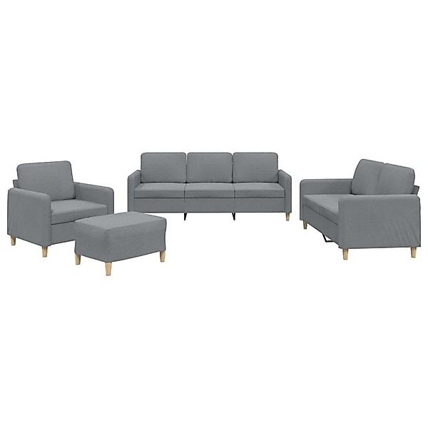 vidaXL Sofa, 4-tlg. Sofagarnitur mit Kissen Hellgrau Stoff günstig online kaufen