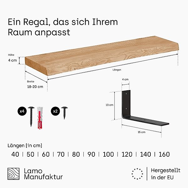 LAMO Manufaktur Wandregal mit schwarzem Basic günstig online kaufen