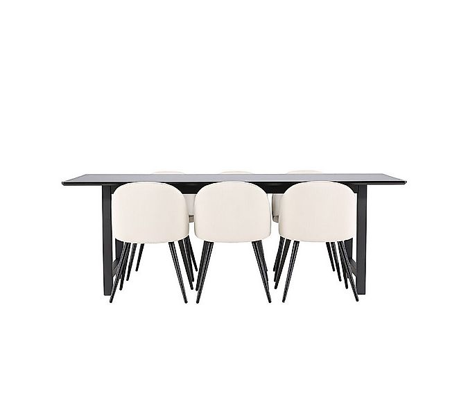 ebuy24 Essgruppe Oslo Essgruppe Esstisch 100x220cm schwarz und 6 Sk, (7-tlg günstig online kaufen