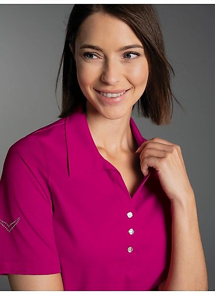 Trigema Poloshirt "TRIGEMA Poloshirt aus Baumwolle mit Kristallsteinen", (1 günstig online kaufen