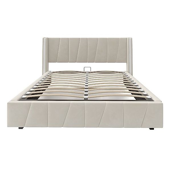 Gotagee Bettgestell 160x200cm Moderner Bettrahmen Samtstoff USB-Anschlüsse günstig online kaufen