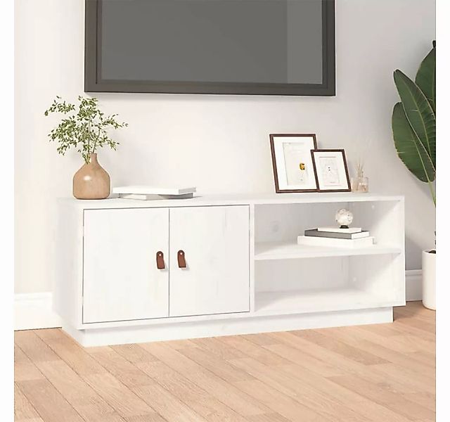 furnicato TV-Schrank Weiß 105x34x40 cm Massivholz Kiefer günstig online kaufen