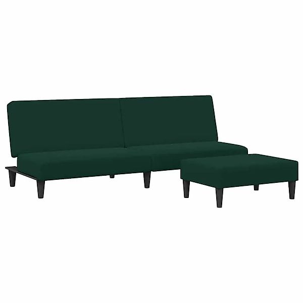 vidaXL Schlafsofa 2-Sitzer mit Fußhocker Dunkelgrün Samt 3216233 günstig online kaufen