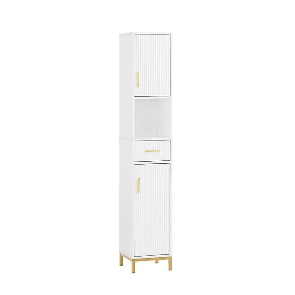 SoBuy Hochschrank mit 2 Türen Aufbewahrungsschrank für Bad Weiß BZR181-W günstig online kaufen