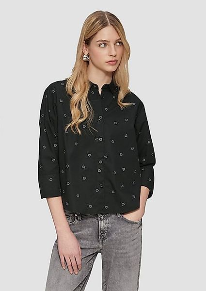 QS Langarmbluse Baumwollbluse mit All-over-Print günstig online kaufen