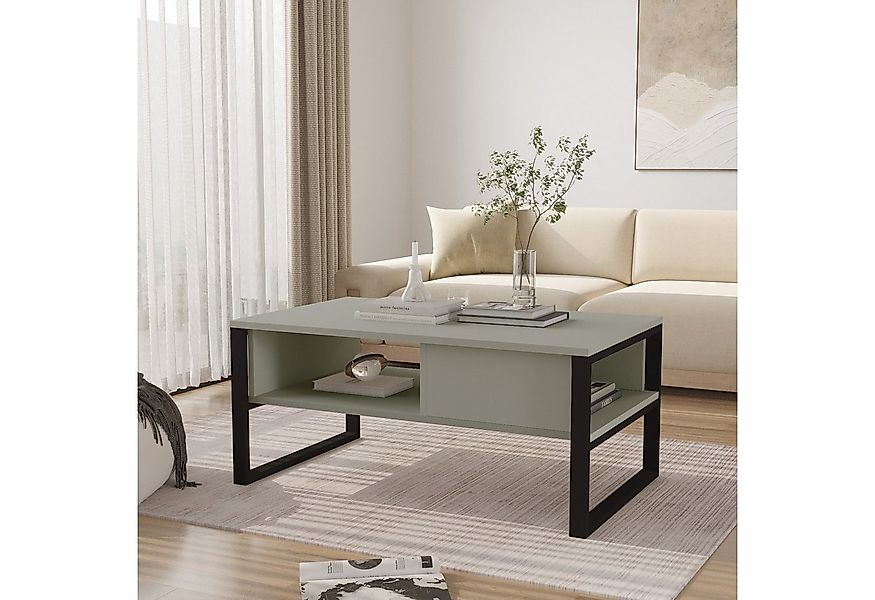 en.casa Couchtisch, »Laukaa« rechteckig Metallgestell 100 x 60 x 45 cm Grün günstig online kaufen