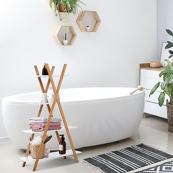 kleankin Badregal Standregal 4 Ebenen Treppenregal Leiterregal Badezimmer B günstig online kaufen