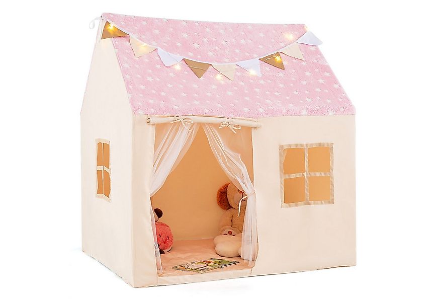 COSTWAY Spielzelt Kinder Spielzelt, mit Matte & Lichtern, 119 x 104 x 129 c günstig online kaufen