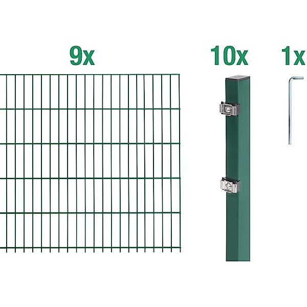 Metallzaun Grund-Set Doppelstabmatte verz. Grün beschichtet 9 x 2 m x 0,8 m günstig online kaufen