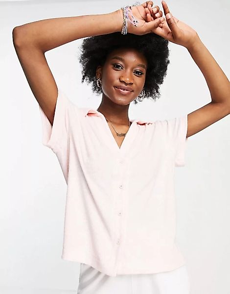 New Look – Strandhemd aus Frottee in Rosa günstig online kaufen