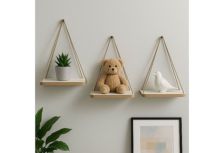 Jungengel Deko-Wandregal Vintage Hängeregal Jute Wandregal Hängeaufbewahrun günstig online kaufen