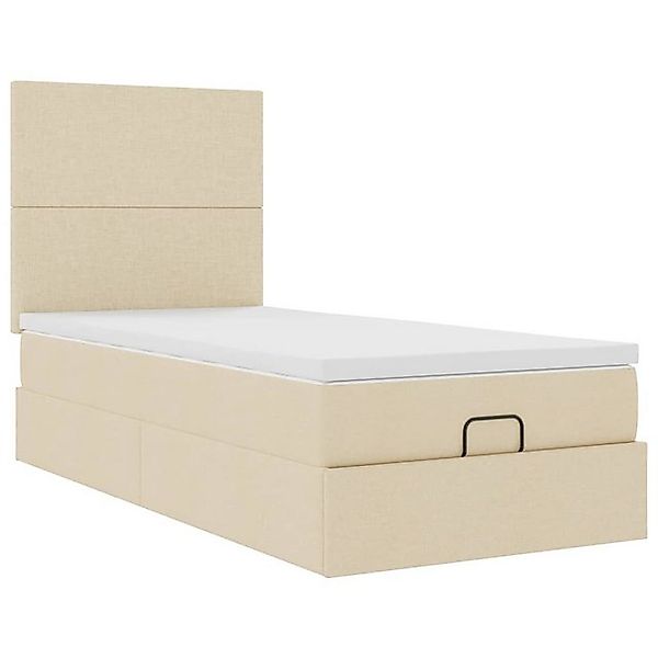 vidaXL Bett Ottoman-Bett mit Matratze Creme 80x200 cm Stoff günstig online kaufen