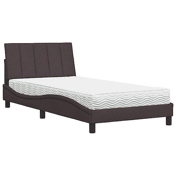 vidaXL Bett Bett mit Matratze Dunkelbraun 100x200 cm Stoff günstig online kaufen