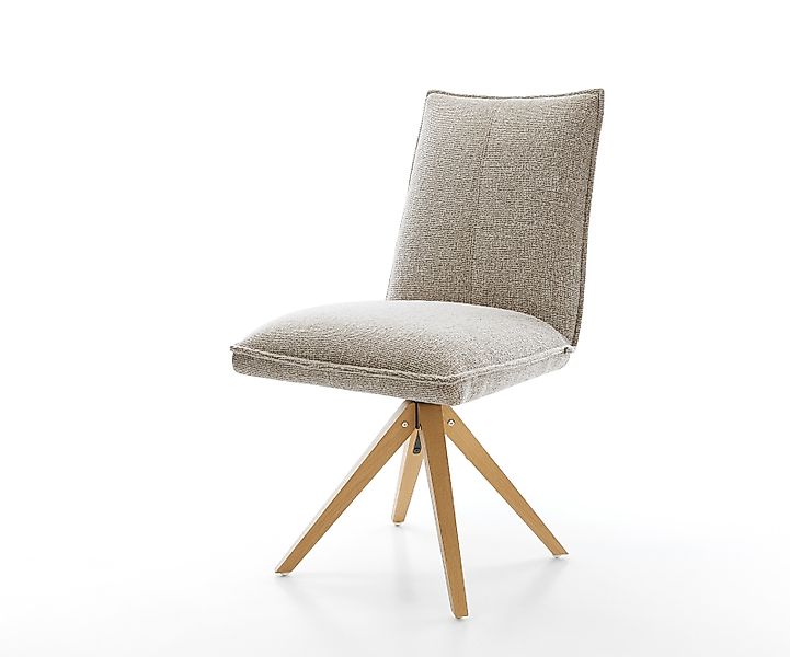 Drehstuhl Lelio-Flex Webstoff Soft Beige Holzgestell kantig Natur 180° dreh günstig online kaufen